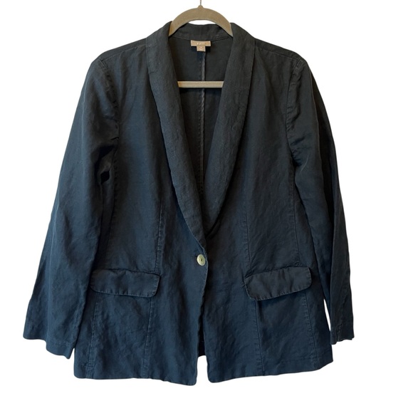 J. Jill Jackets & Blazers - J Jill Linen blazer jacket M Single button Black Pockets Breathable Lightweight